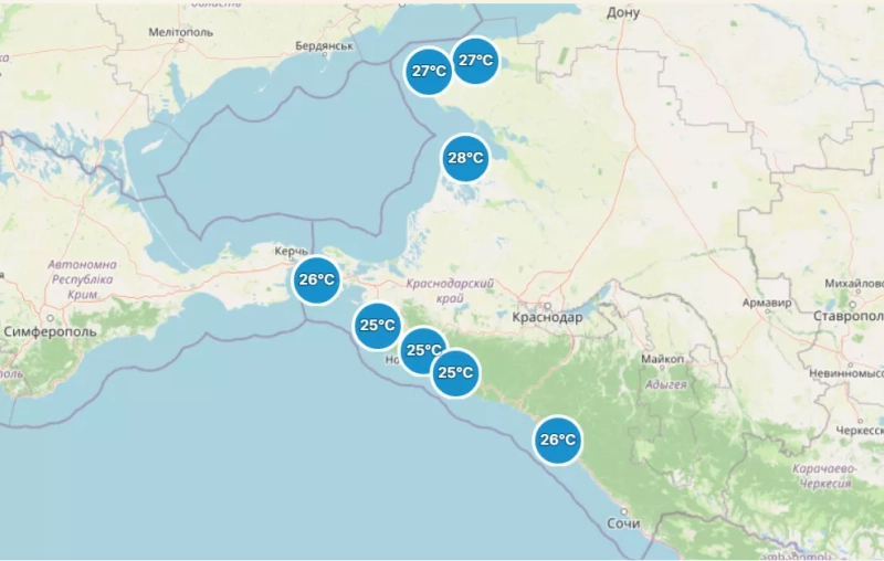 До 28 °C прогрелась вода в море у побережья Краснодарского края